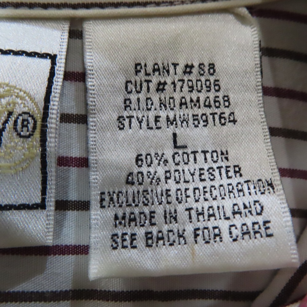 Napa Valley Vintage Striped Cottagecore Y2K Shirt Floral Embroidered Large - Picture 6 of 10
